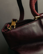 “CELINE” 90’s-00’s Burgundy leather ring handle tote bag