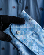 "GUCCI" Michele period elephant pattern sax blue color shirt