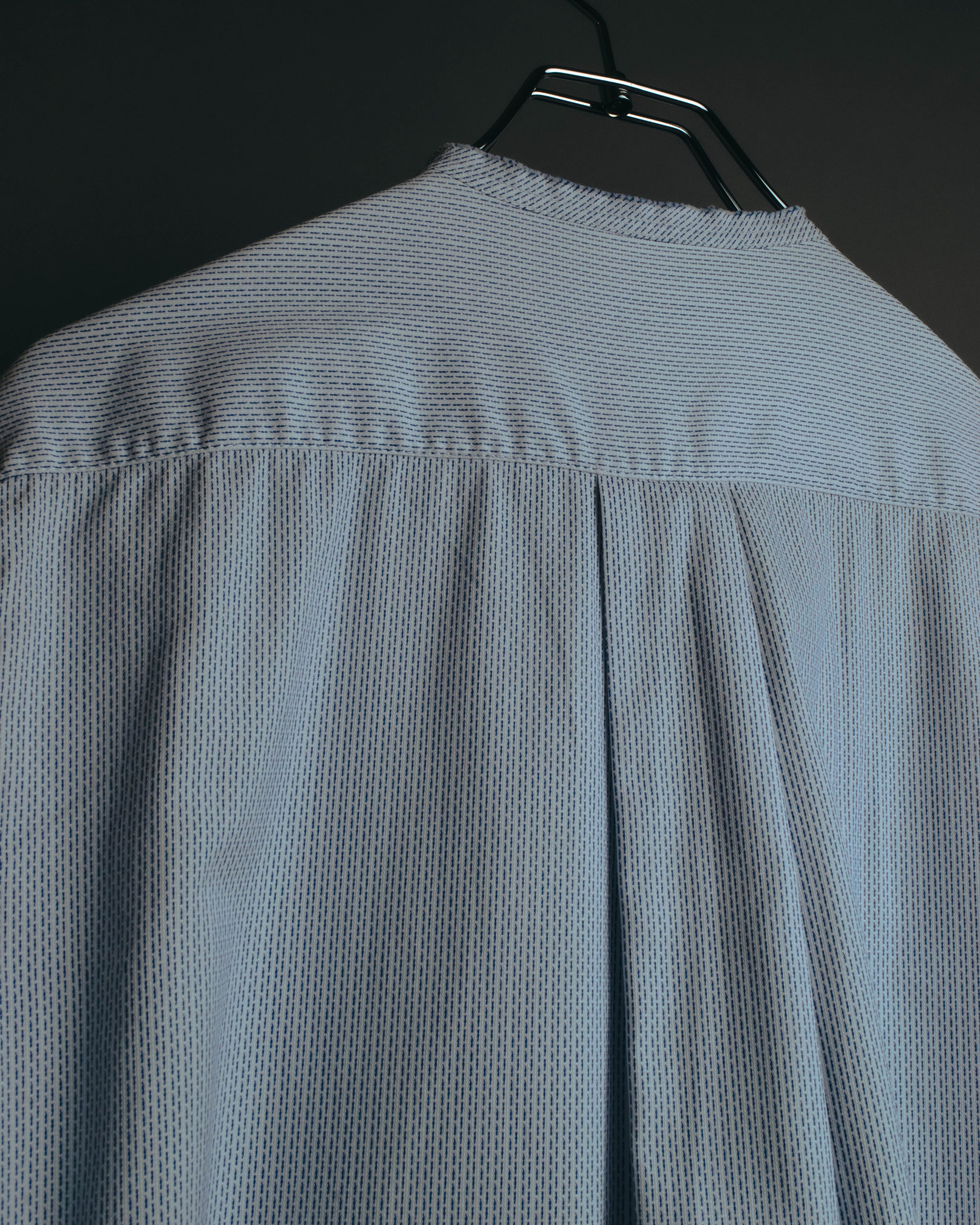 "CÉLINE" 10's Textured cotton collarless tunic shirt