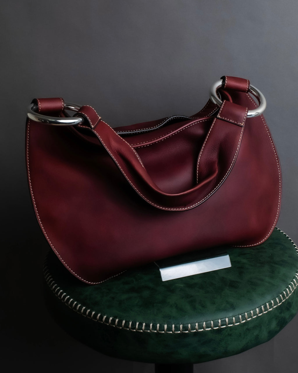 "SEQUOIA" Bordeaux color suede one-handle bag