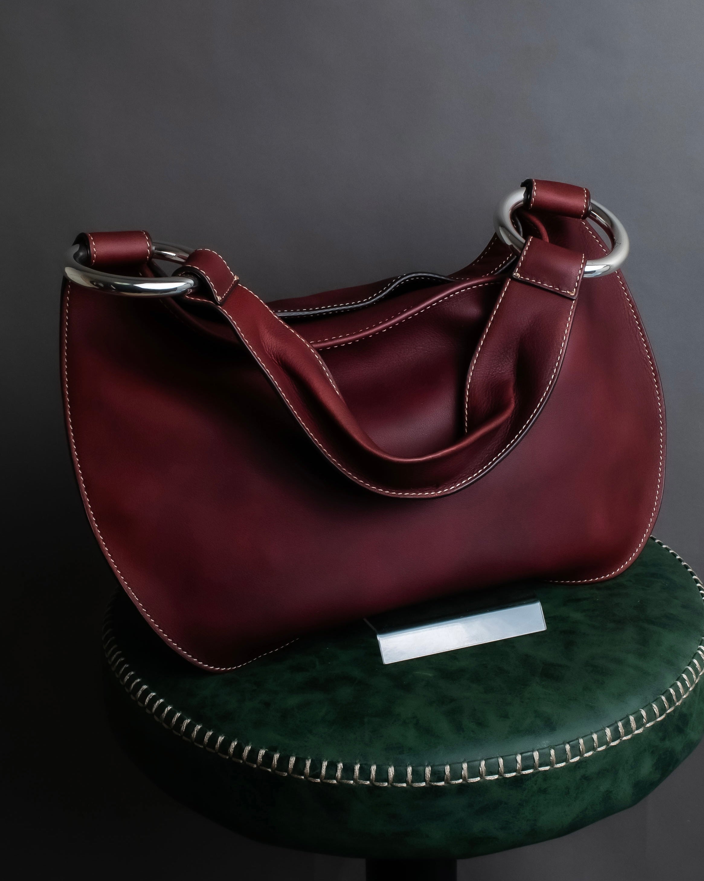 "SEQUOIA" Bordeaux color suede one-handle bag