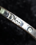"DIOR" Logo engraved narrow silver ring
