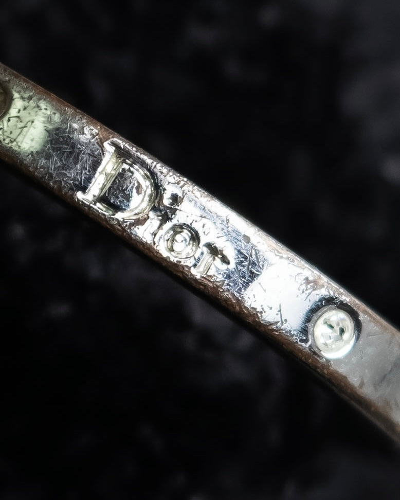 "DIOR" Logo engraved narrow silver ring