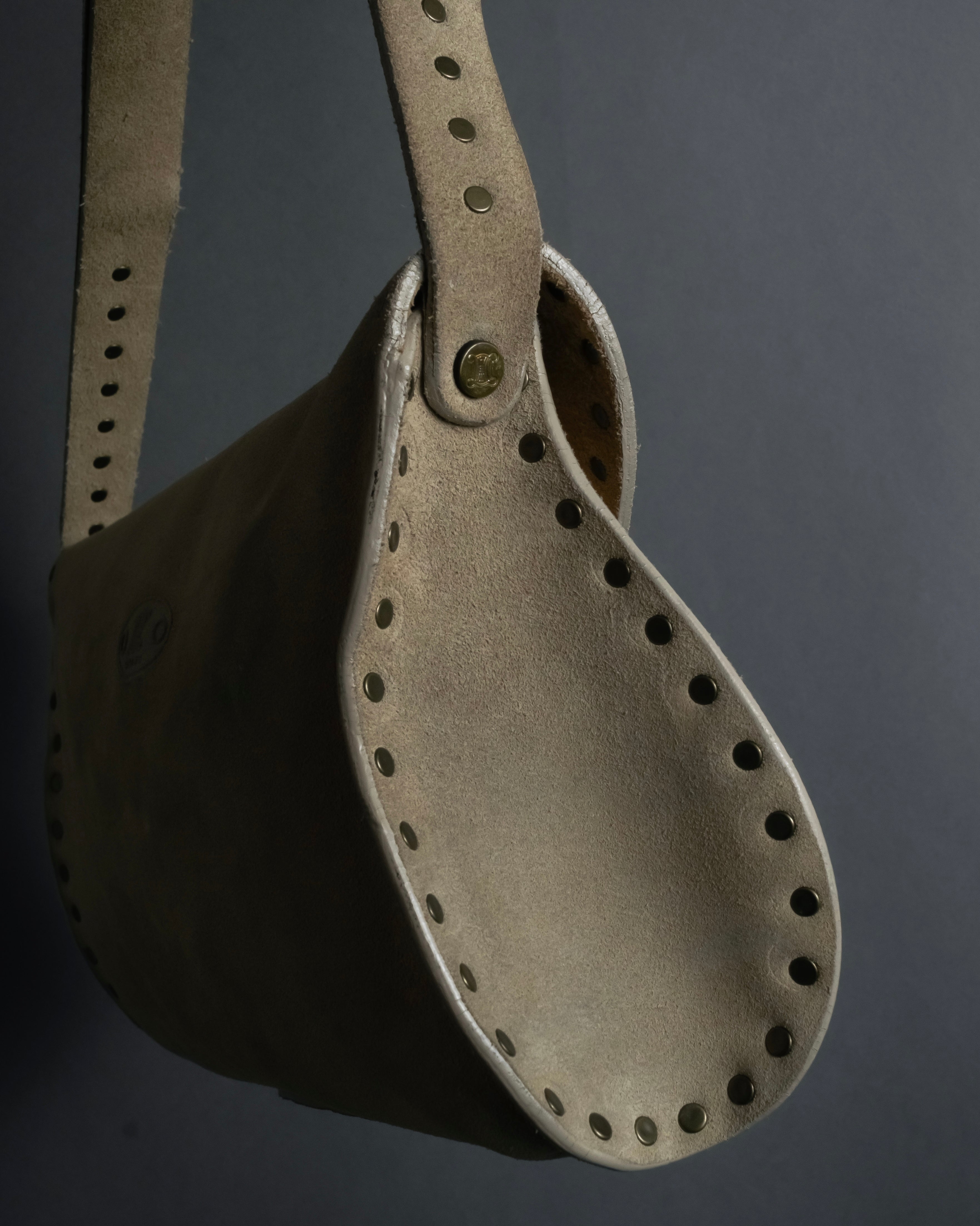 "CELINE" Studs design suede leather shoulder bag