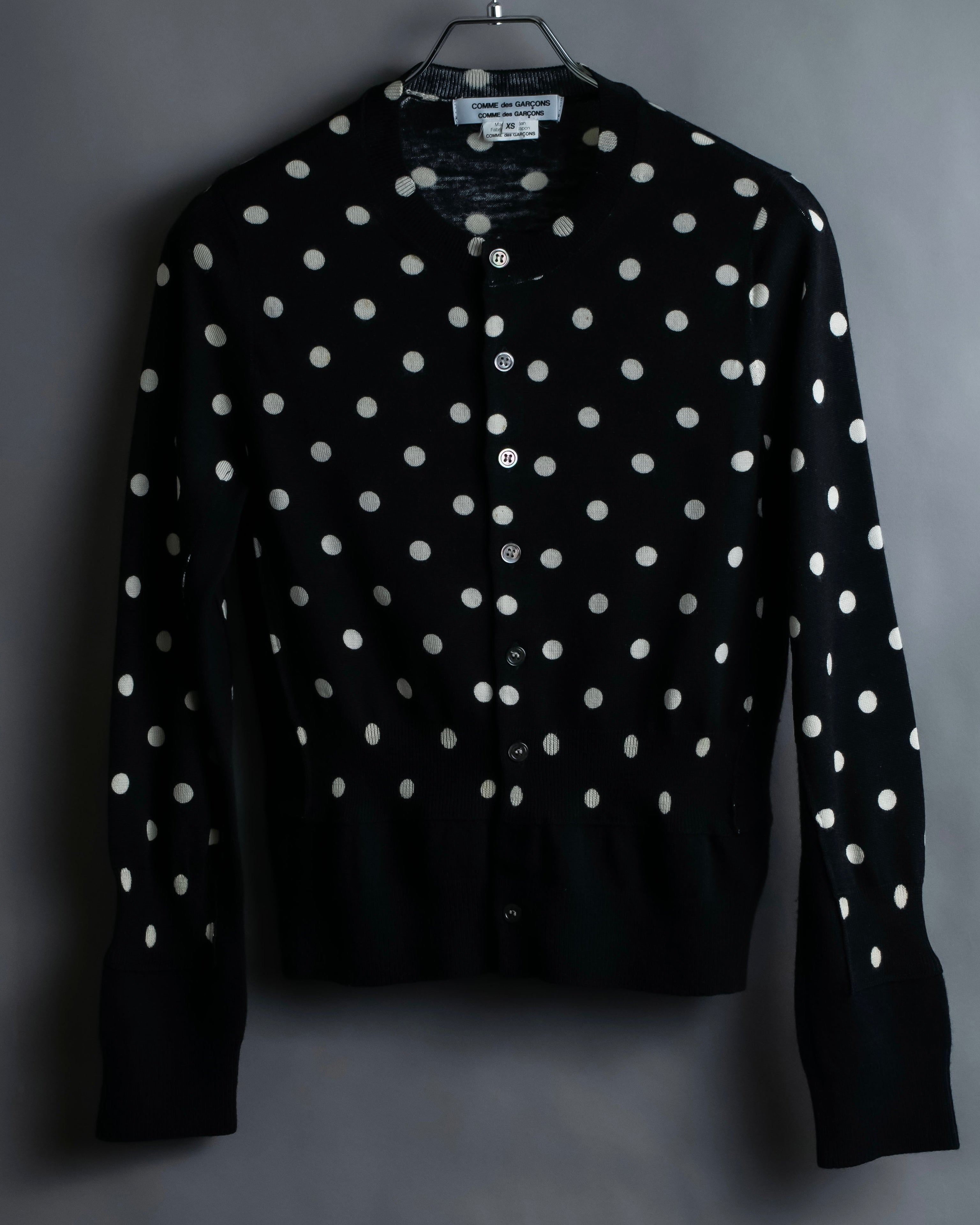 “Comme des Garçons Comme des Garçons“ Dot patterned wool knit cardigan