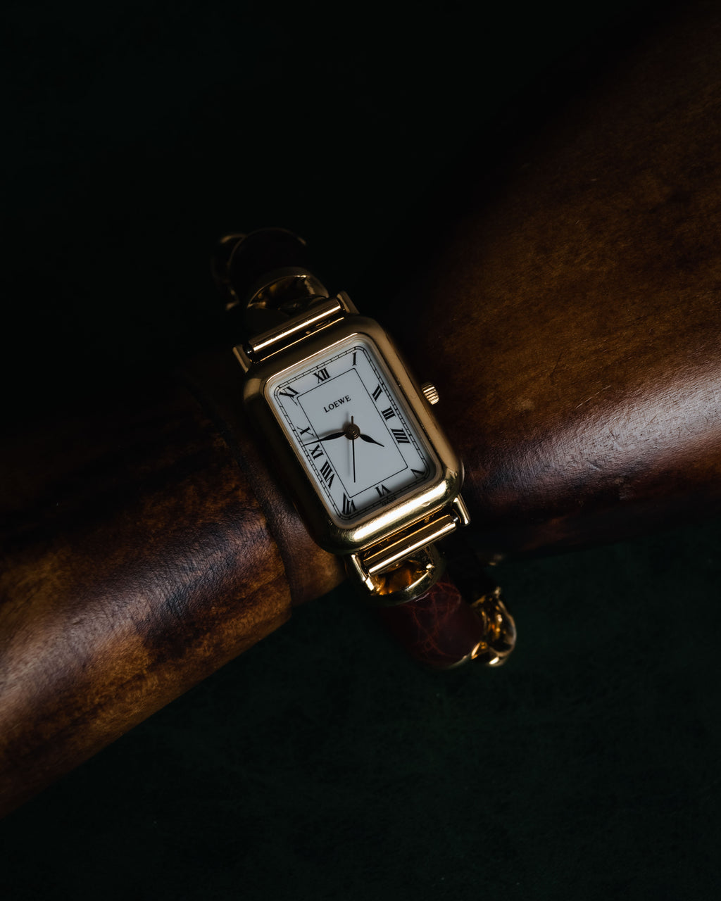 –SPECIAL– "LOEWE" 80’s-90’s Rectangular anagram bangle bracelet watch