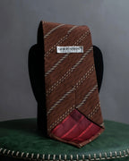 "GIORGIO ARMANI" Double line stripe pattern silk necktie