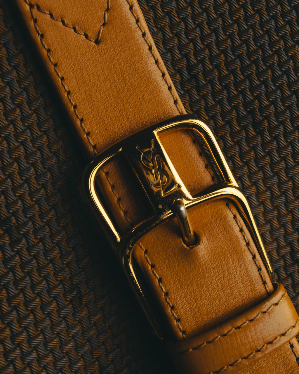 "Yves Saint Laurent" 70's-90's Woven leather shoulder bag