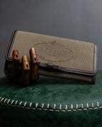 "PRADA" Logo engraved canvas combination long wallet