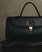 "Burberrys" 80's-90's Classic black leather top-handle handbag
