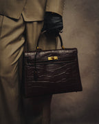 -SPECIAL- "CRISTIAN FLORENCE" 90's-00's Classic crocodile embossed leather structured top handle bag