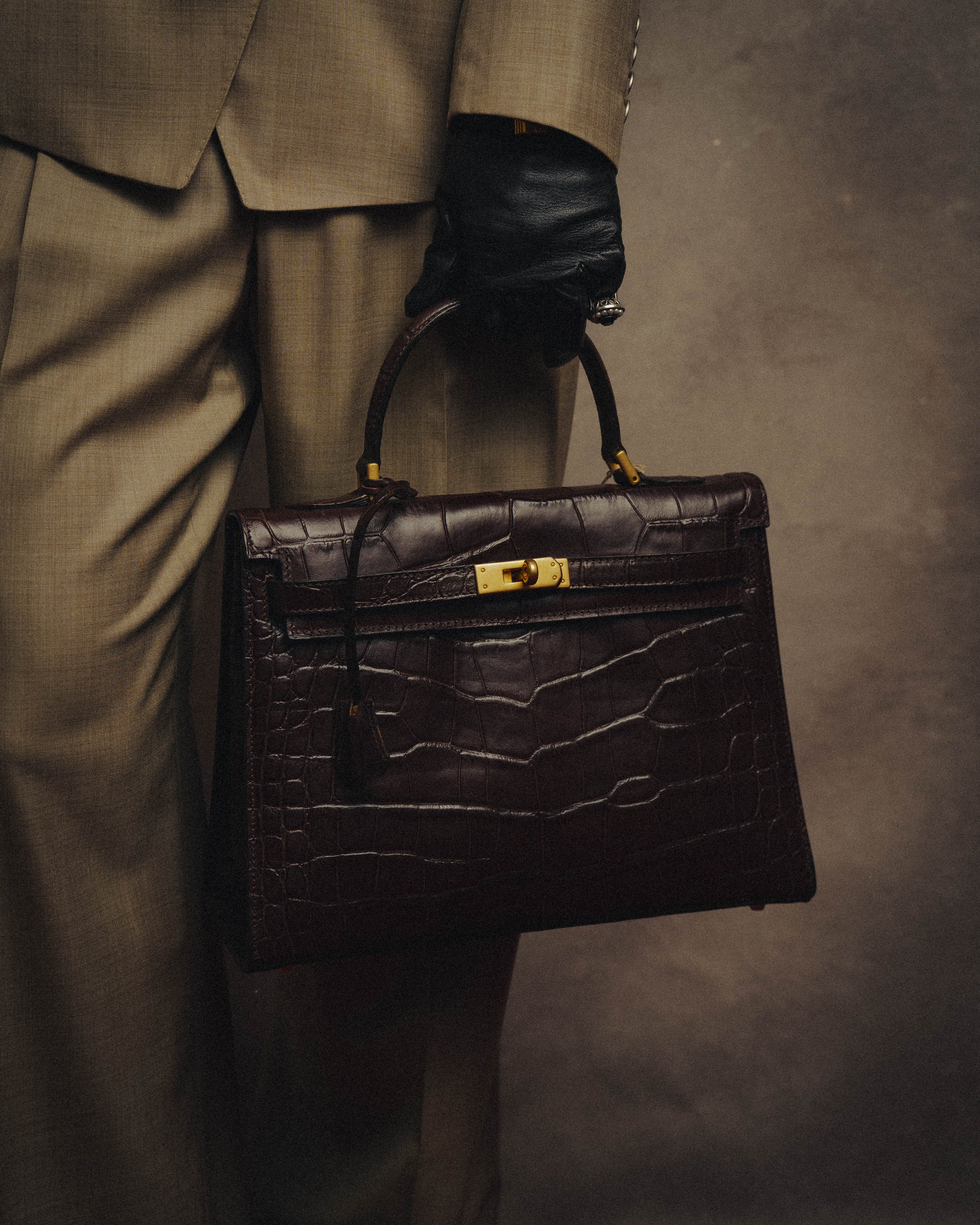 -SPECIAL- "CRISTIAN FLORENCE" 90's-00's Classic crocodile embossed leather structured top handle bag