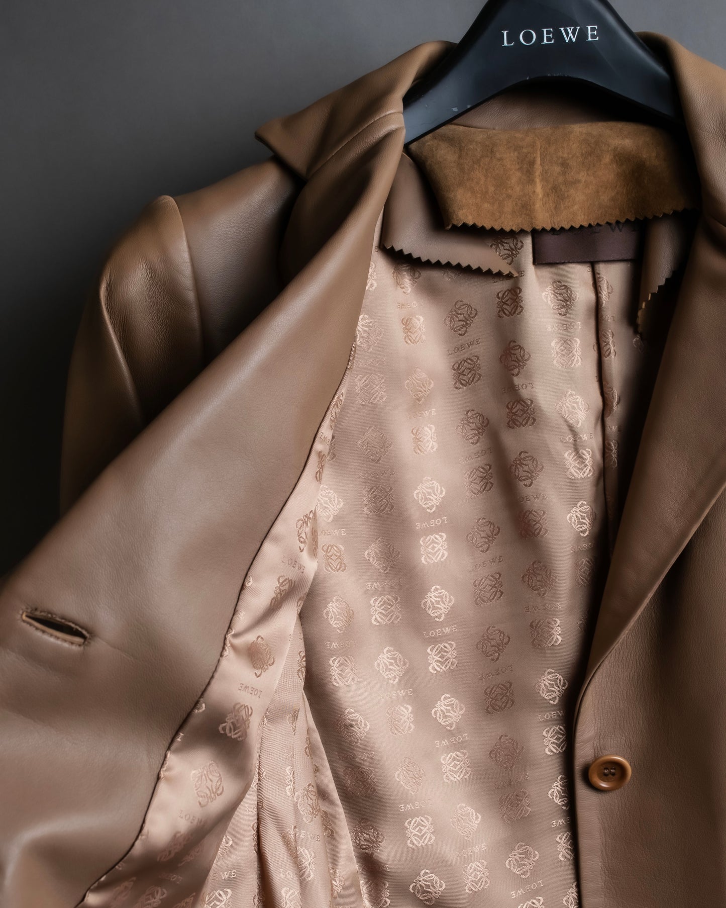 "LOEWE"  Camel brown leather tailored jacket