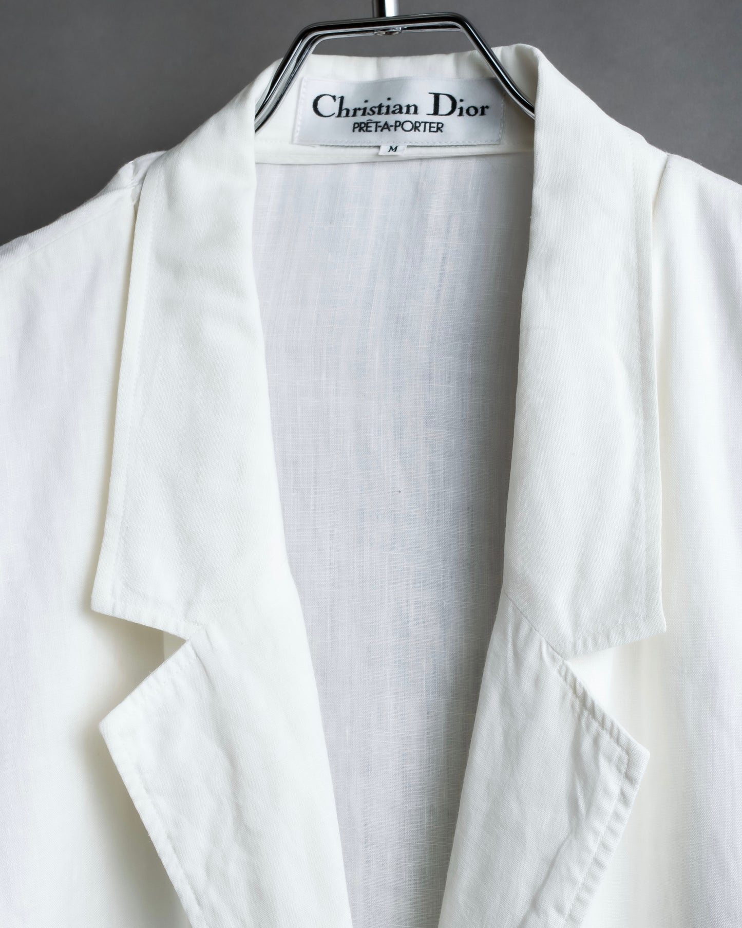 "Christian Dior" 1 button pure white short length tailored jacket