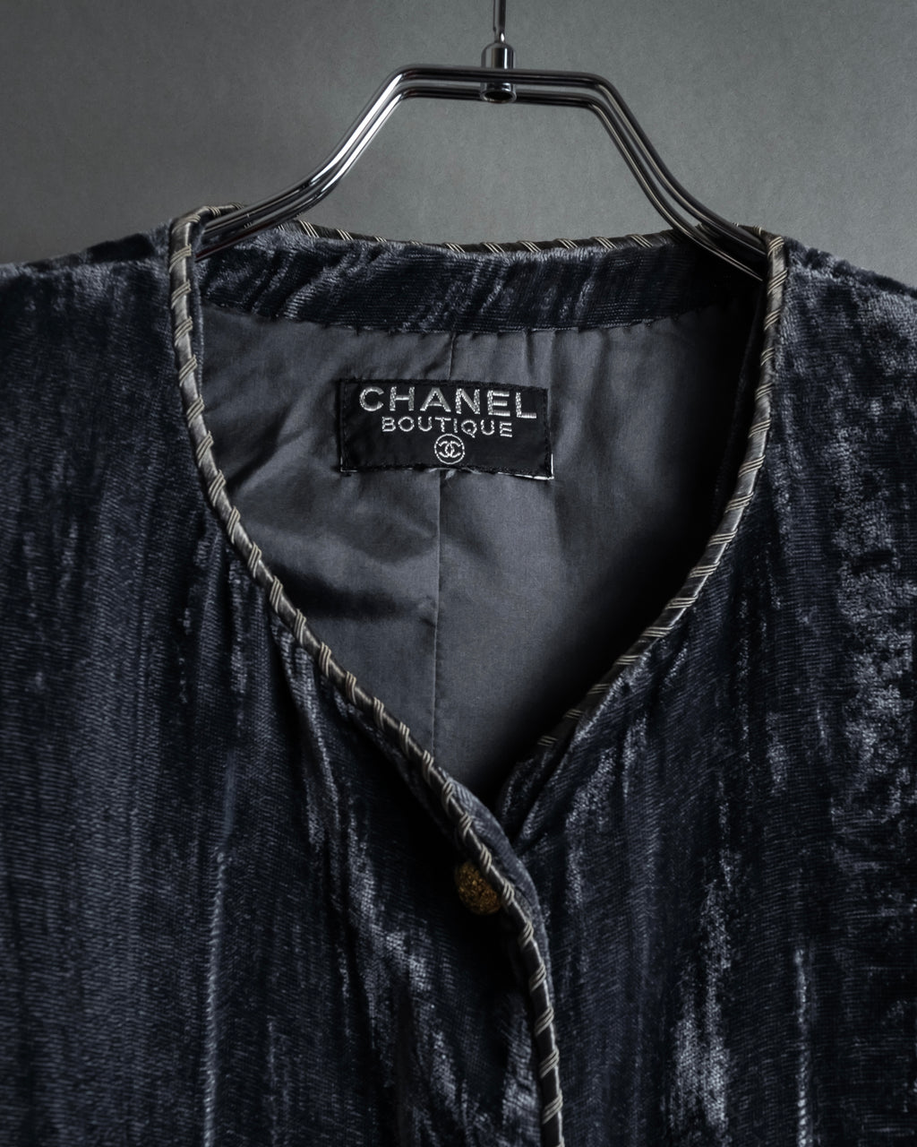 -SPECIAL- "CHANEL" 90's-00's Crushed velvet long dress