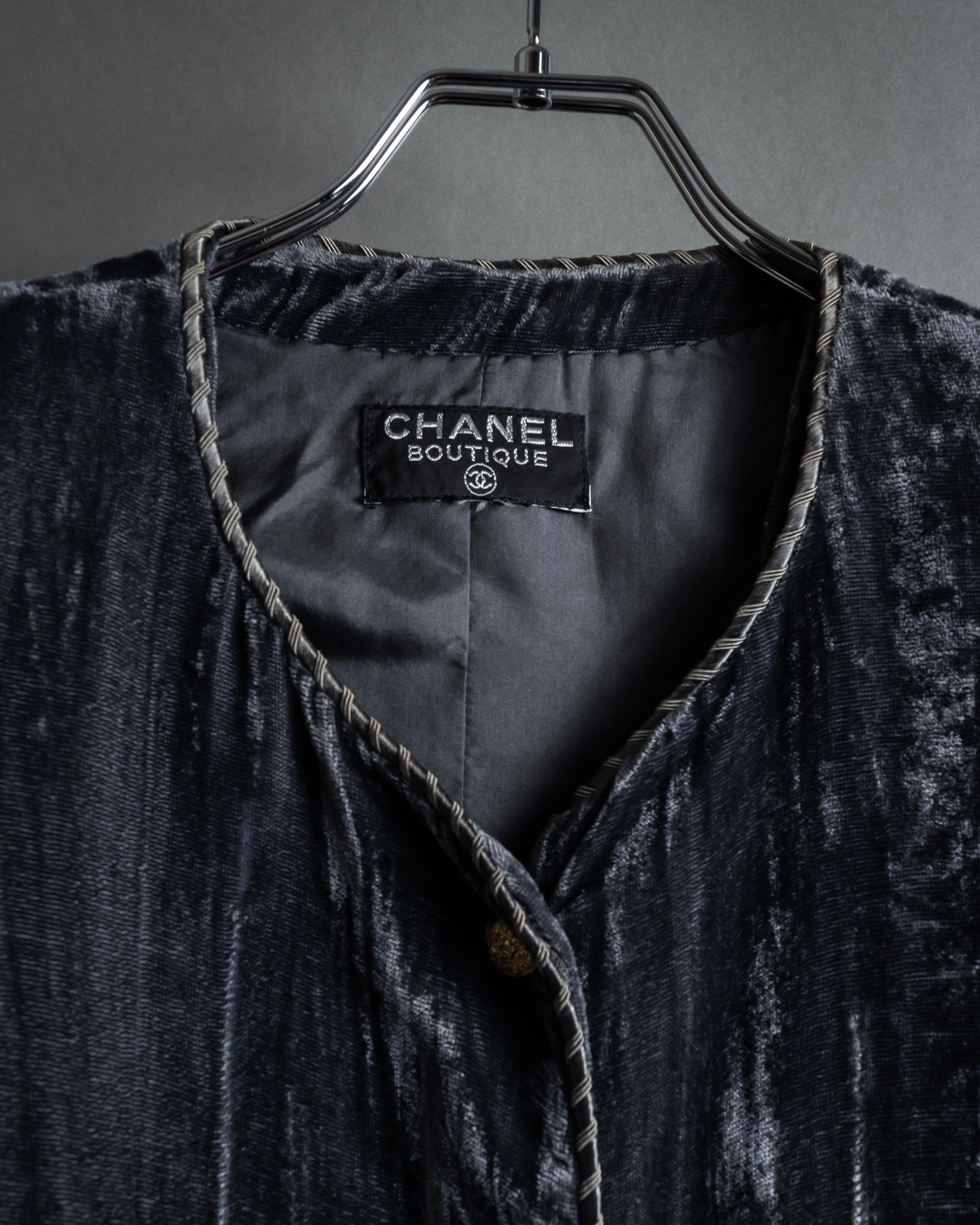 -SPECIAL- "CHANEL" 90's-00's Crushed velvet long dress
