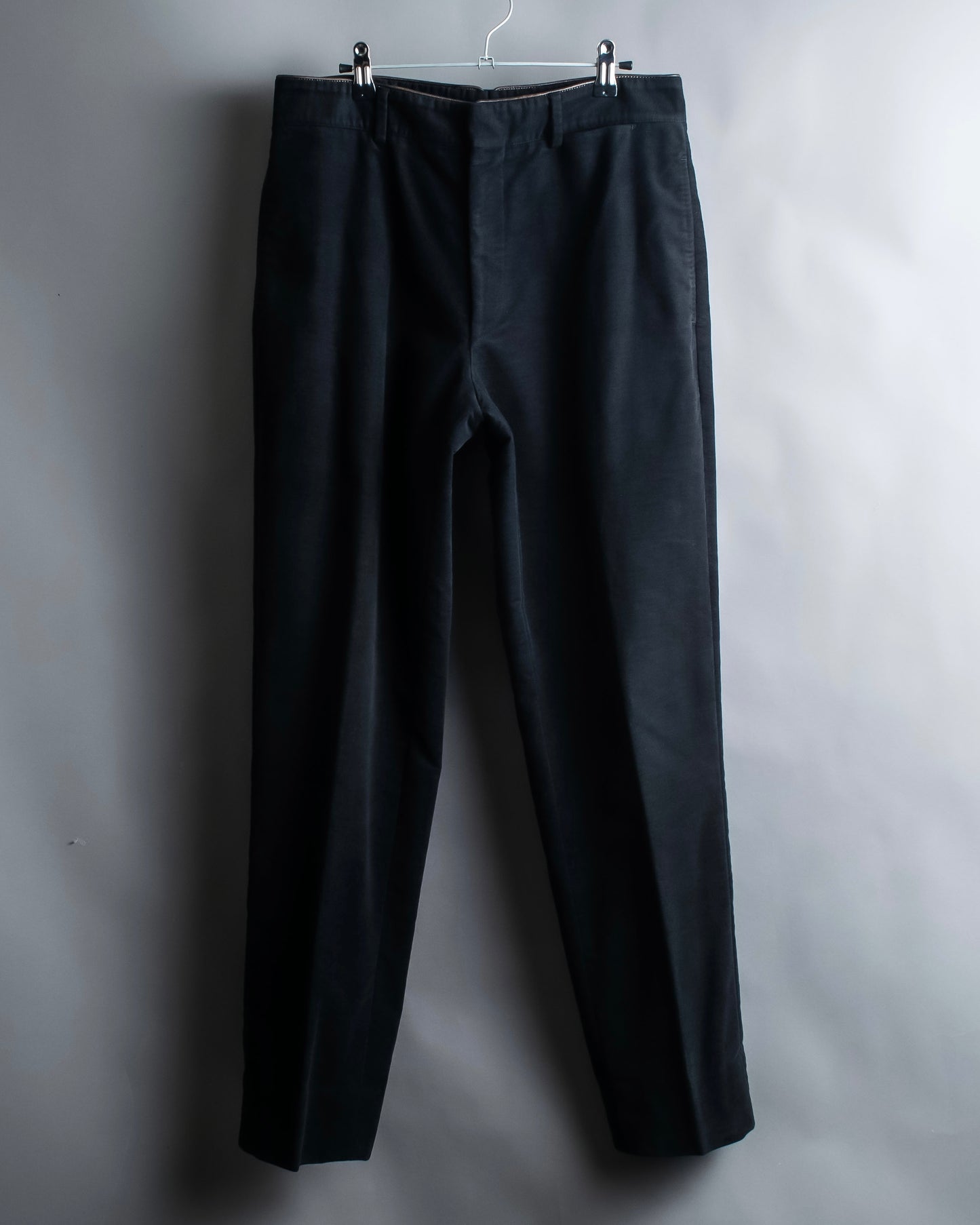 "HERMES" Leather trimmed design tapered pants