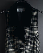 –SPECIALS– "Yves Saint Laurent" 90’s Mid gingham check velvet lapel tailored vest