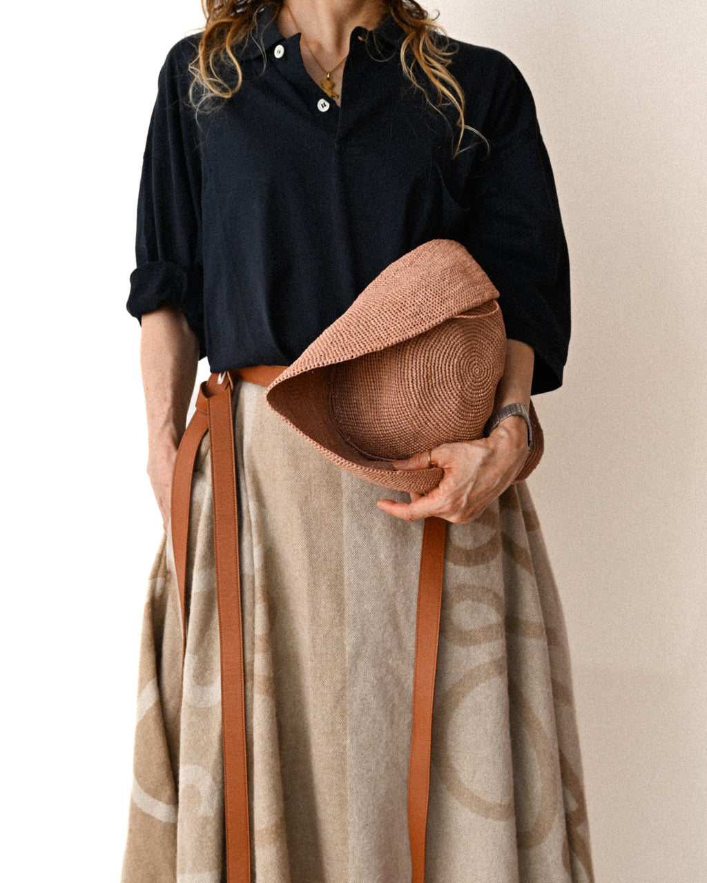 LOEWE by Jonathan Anderson/ Fringe Designed Beige Anagram Blanket Skirt