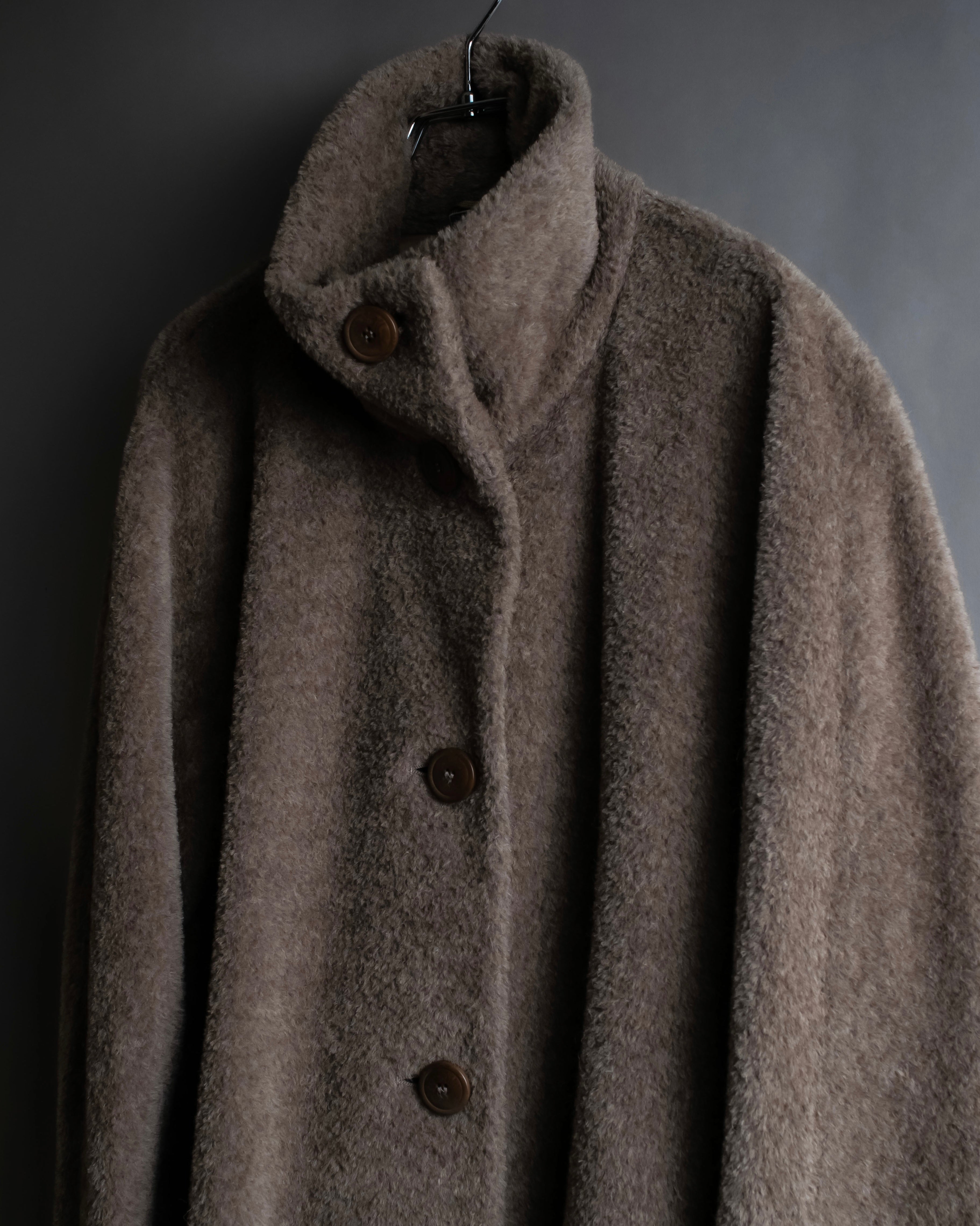 "Max Mara" Alpaca mix brown stand collar long coat
