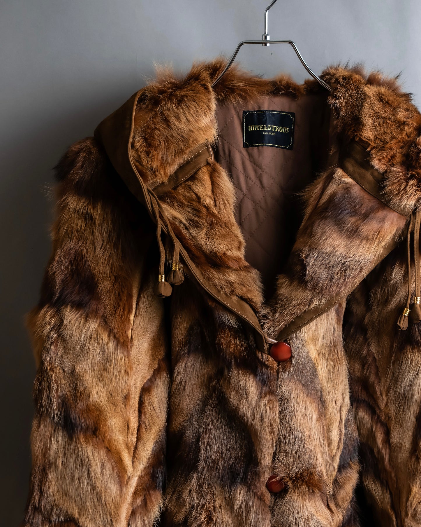 Vintage gradient fur hooded jacket