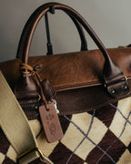 -SPECIAL- "Felisi" Argyle leather trim 2way boston bag