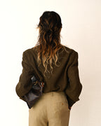 VINTAGE/ Beautiful Olive Colored Single Breasted 3B Tailored Jacket