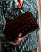 "JEAN PAUL GAULTIER" Logo engraved crocodile embossed 2way leather bag