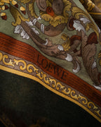 “LOEWE” 90’s–00’s Equestrian motif wool silk fringe scarf