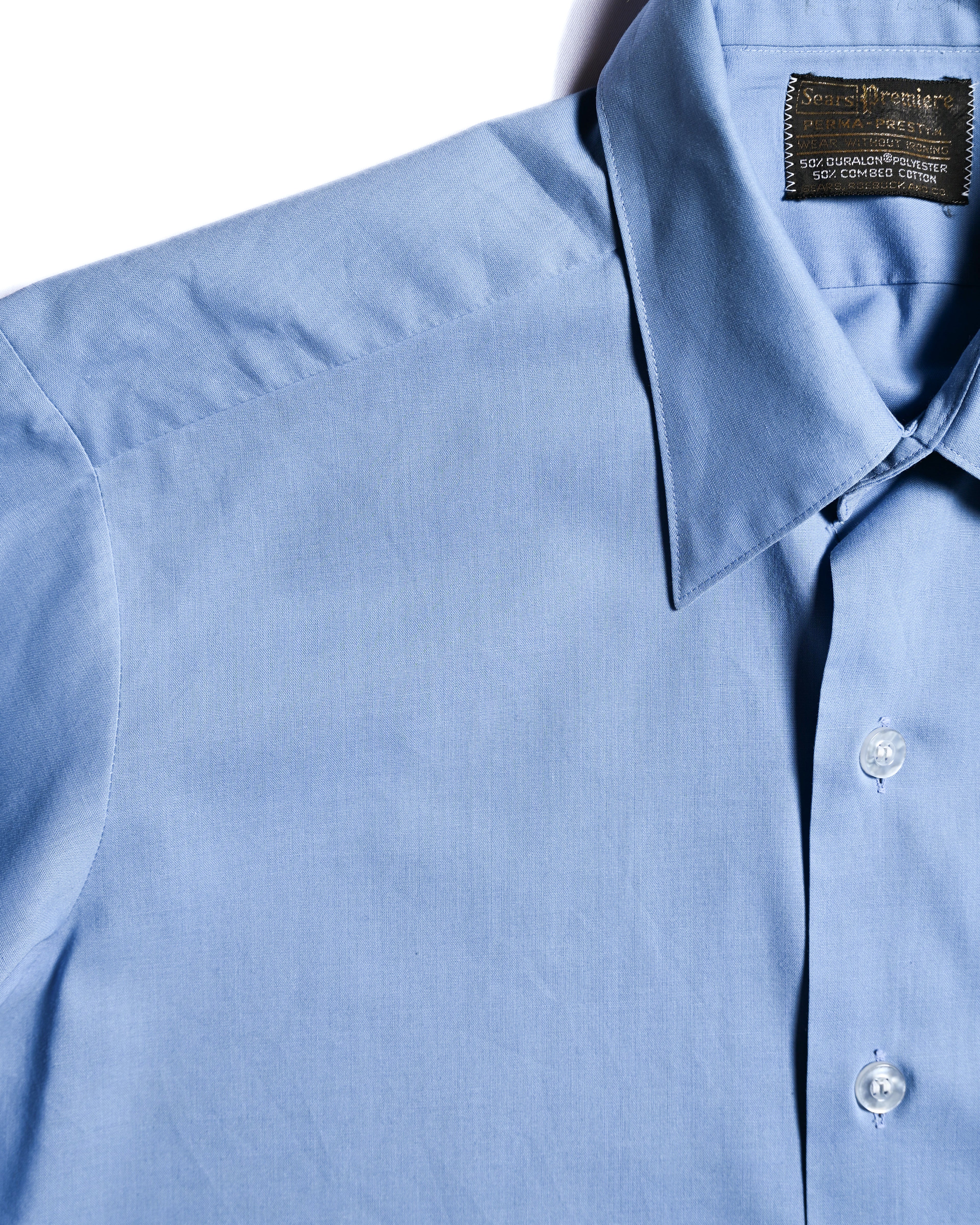 VINTAGE/ Pointed Collar French Cuff Shirt Blue