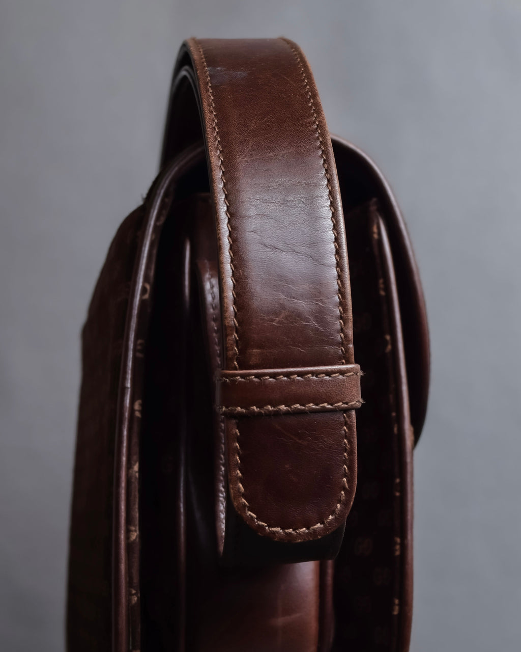 "GUCCI" 70's Embossed suede flap shoulder bag