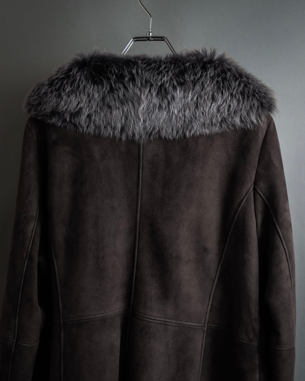 "NORTH BEACH" Smoky lamb fur design suede leather coat