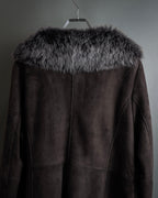 "NORTH BEACH" Smoky lamb fur design suede leather coat