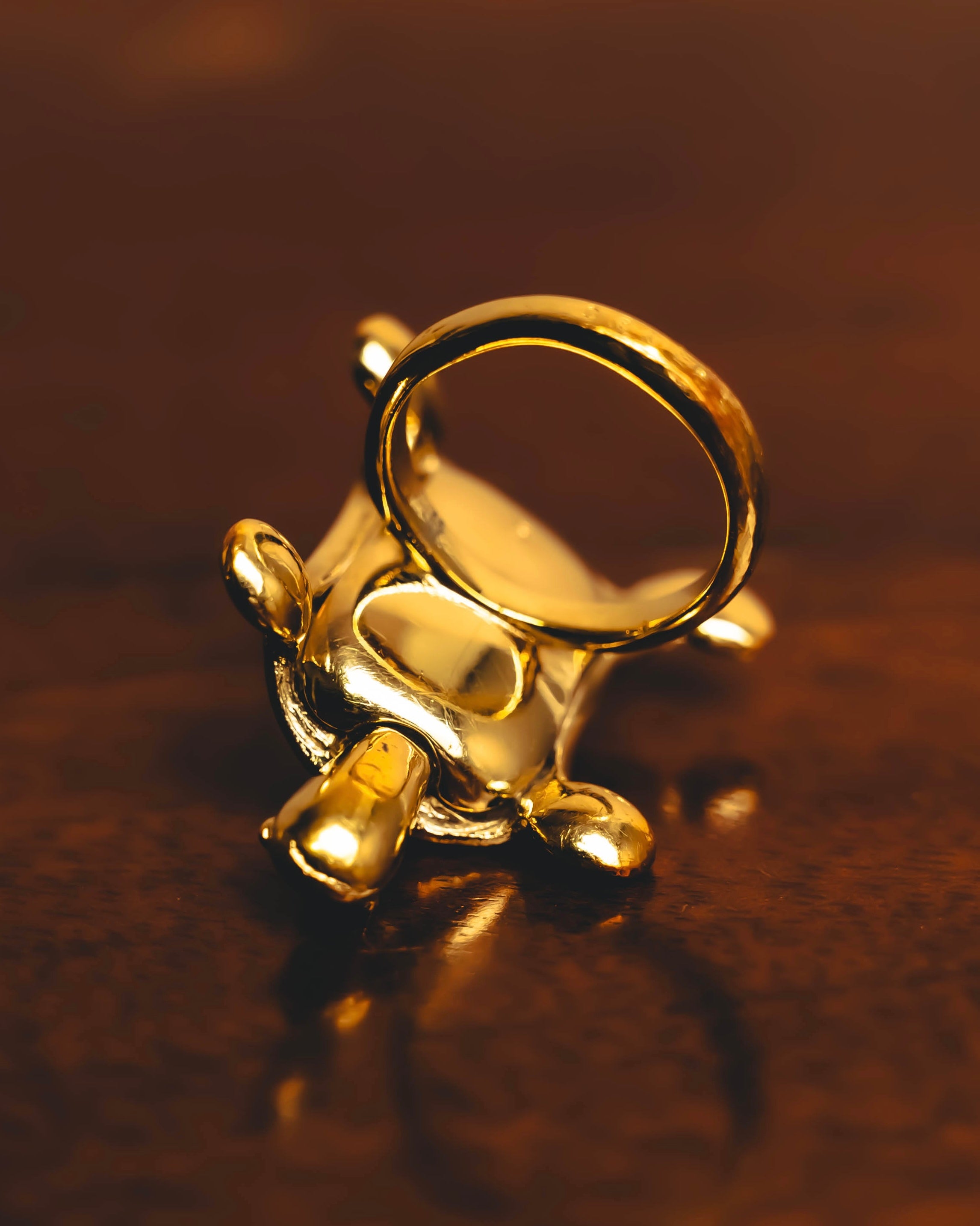 "CELINE" 80's-90's Sculptural turtle motif ring