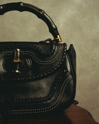 –SPECIAL– "GUCCI" 10's Embellished bamboo leather handbag
