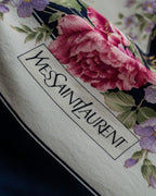 "YVES SAINT LAURENT" Peony small flower bouquet pattern silk scarf
