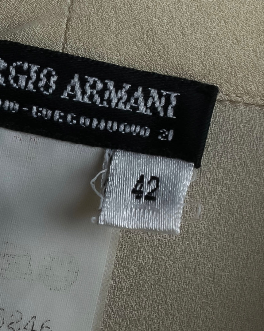 "GIORGIO ARMANI" Ivory color no collar silk shirt