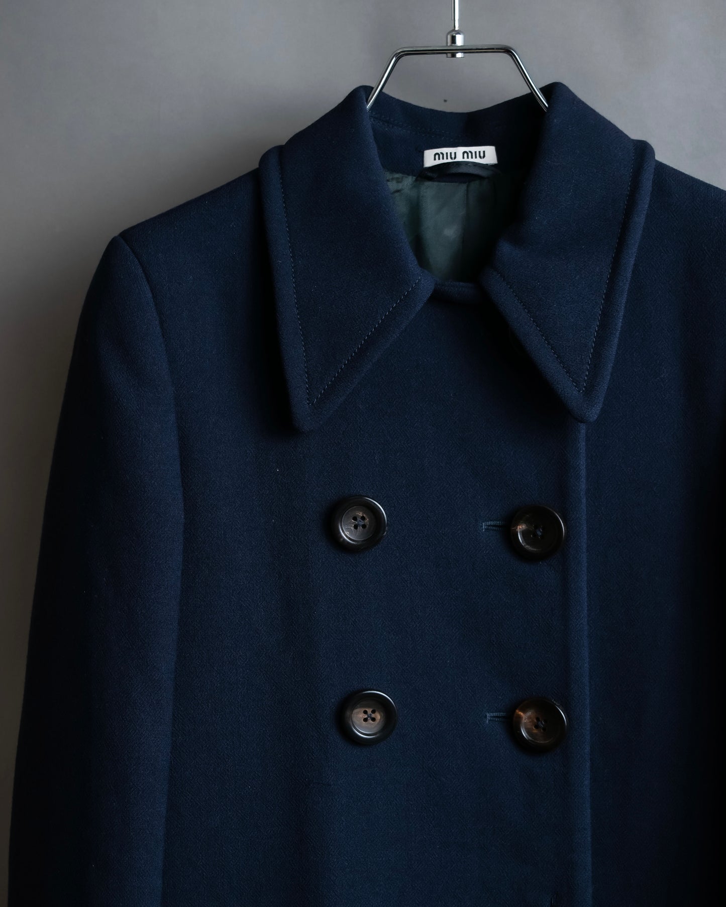 "MIU MIU" Double breasted rounded wool peacoat