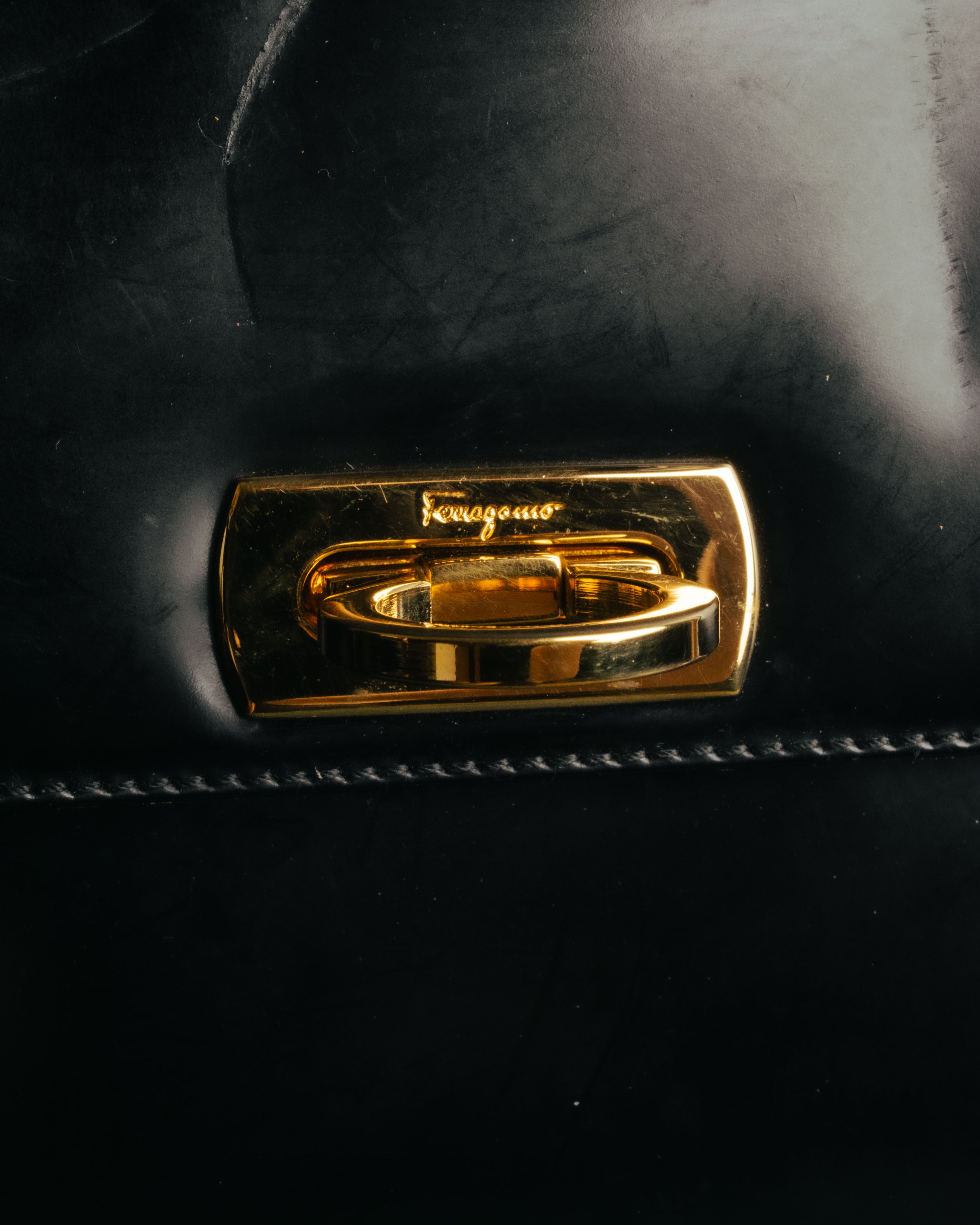 “Salvatore Ferragamo“ 1998-2003 Gancini patent leather handbag