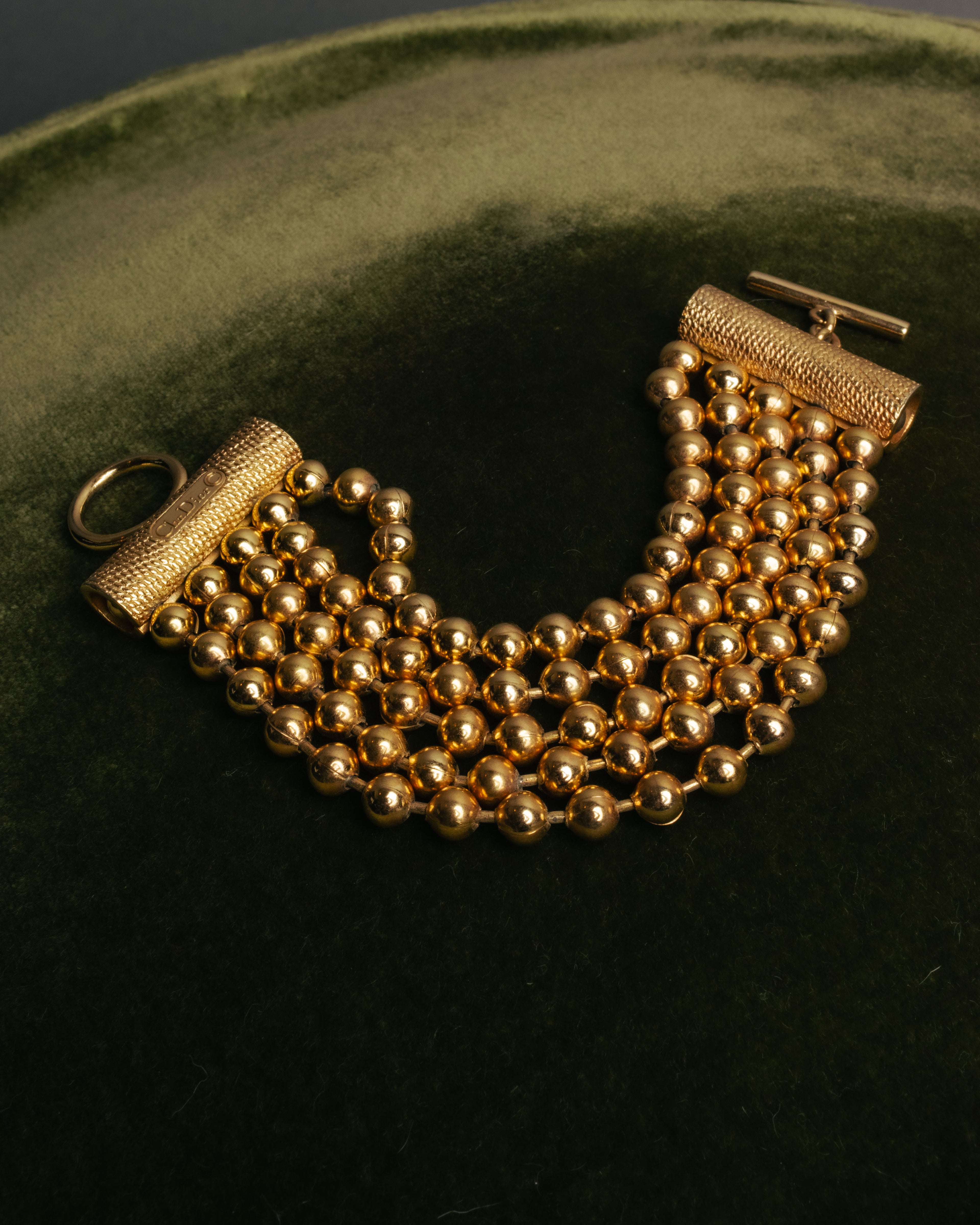 -SPECIAL- “Christian Dior” 70’s-80’s Five strand gold ball chain bracelet