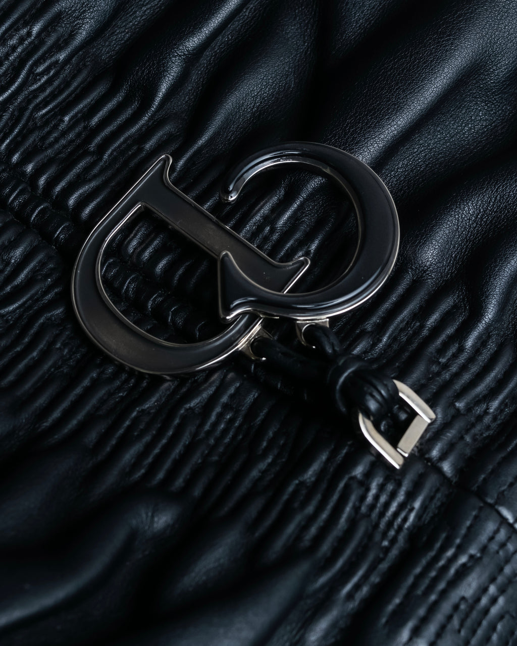 "Christian Dior" Karenina gathered design leather handbag