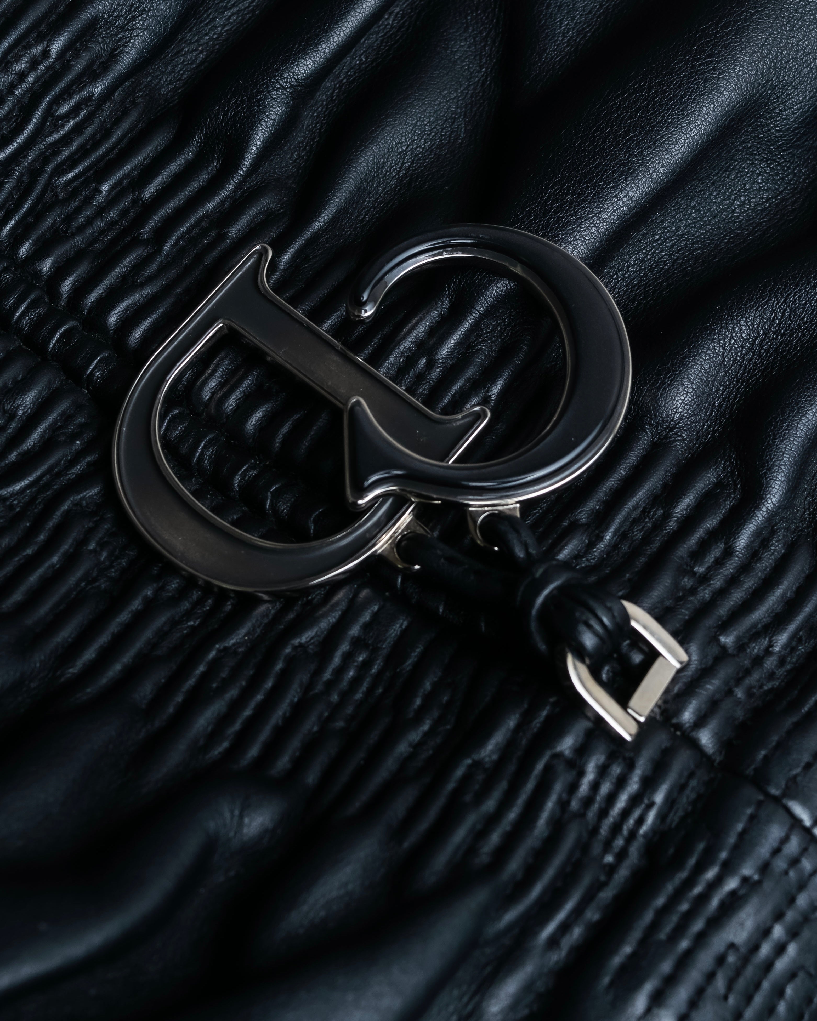 "Christian Dior" Karenina gathered design leather handbag