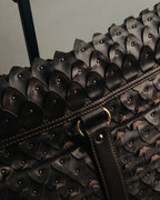-SPECIAL- “Salvatore Ferragamo” 00’s-10’s Leather scale appliqué gancini shoulder bag