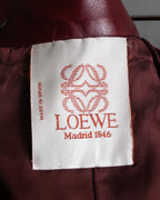 "LOEWE" Burgundy leather front button middle skirt