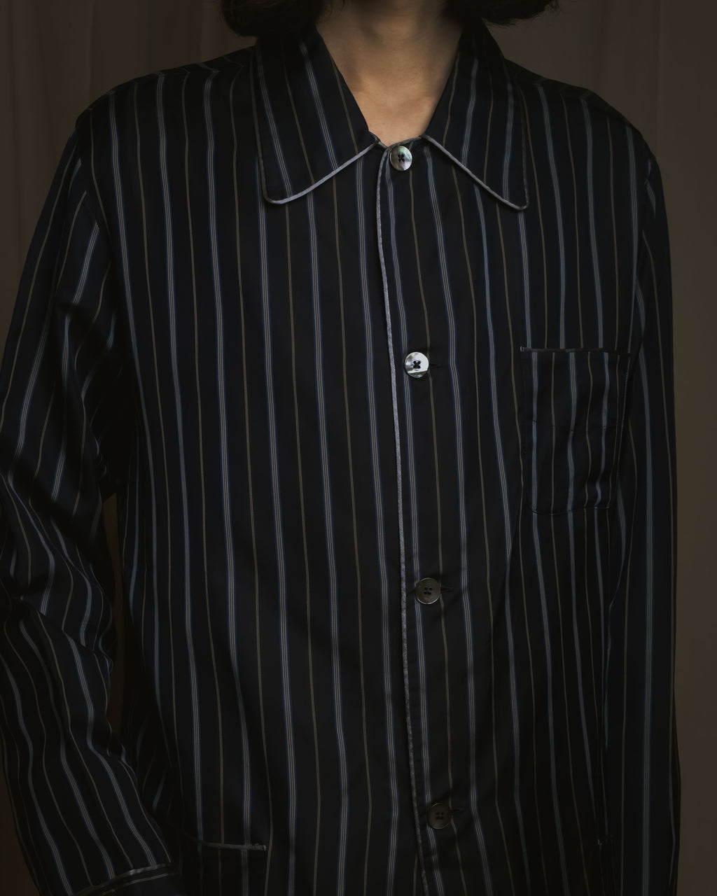 "Maison Margiela" 2021AW piped striped lounge shirt