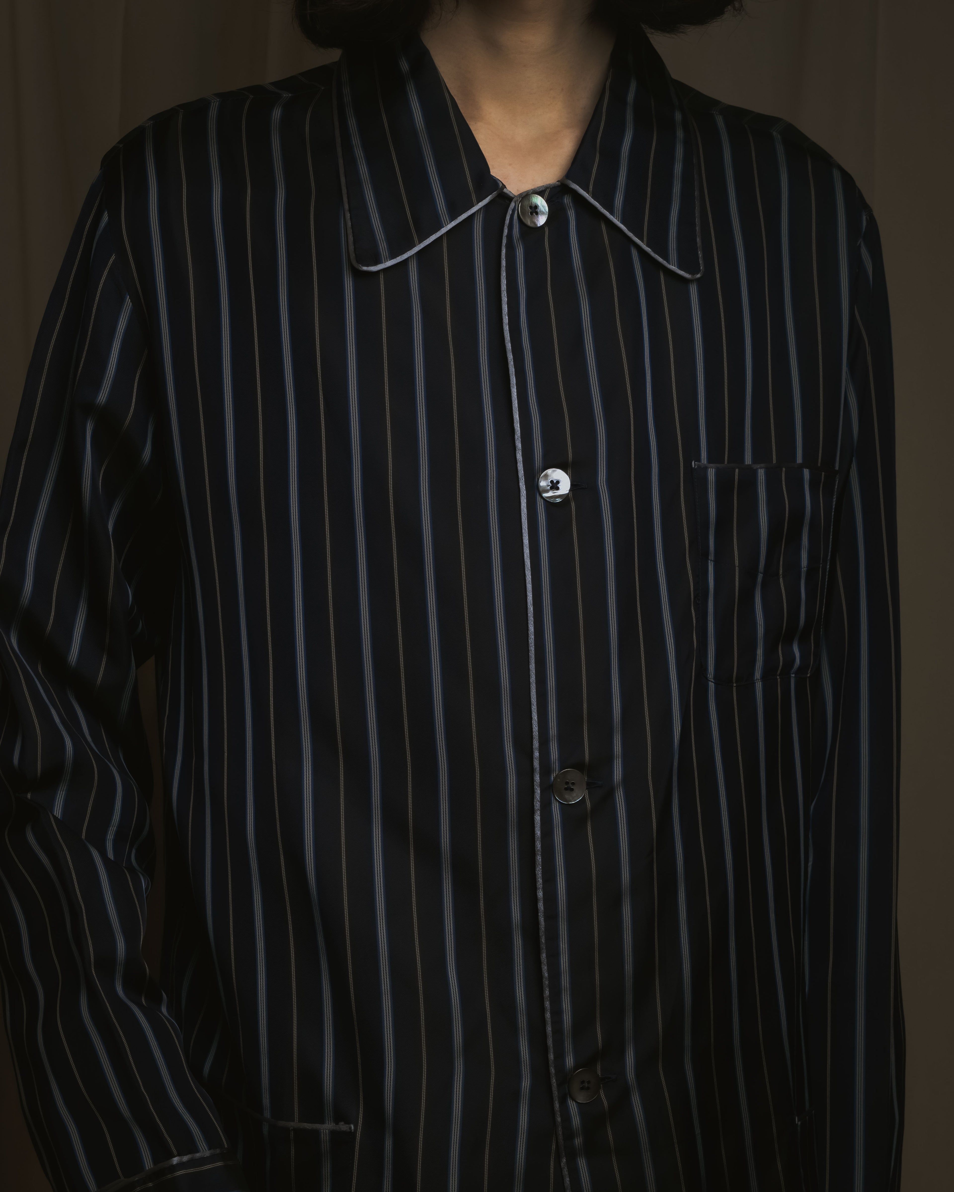 "Maison Margiela" 2021AW piped striped lounge shirt