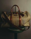 "Polo Ralph Lauren" 80's-90's Houndstooth leather trim travel bag