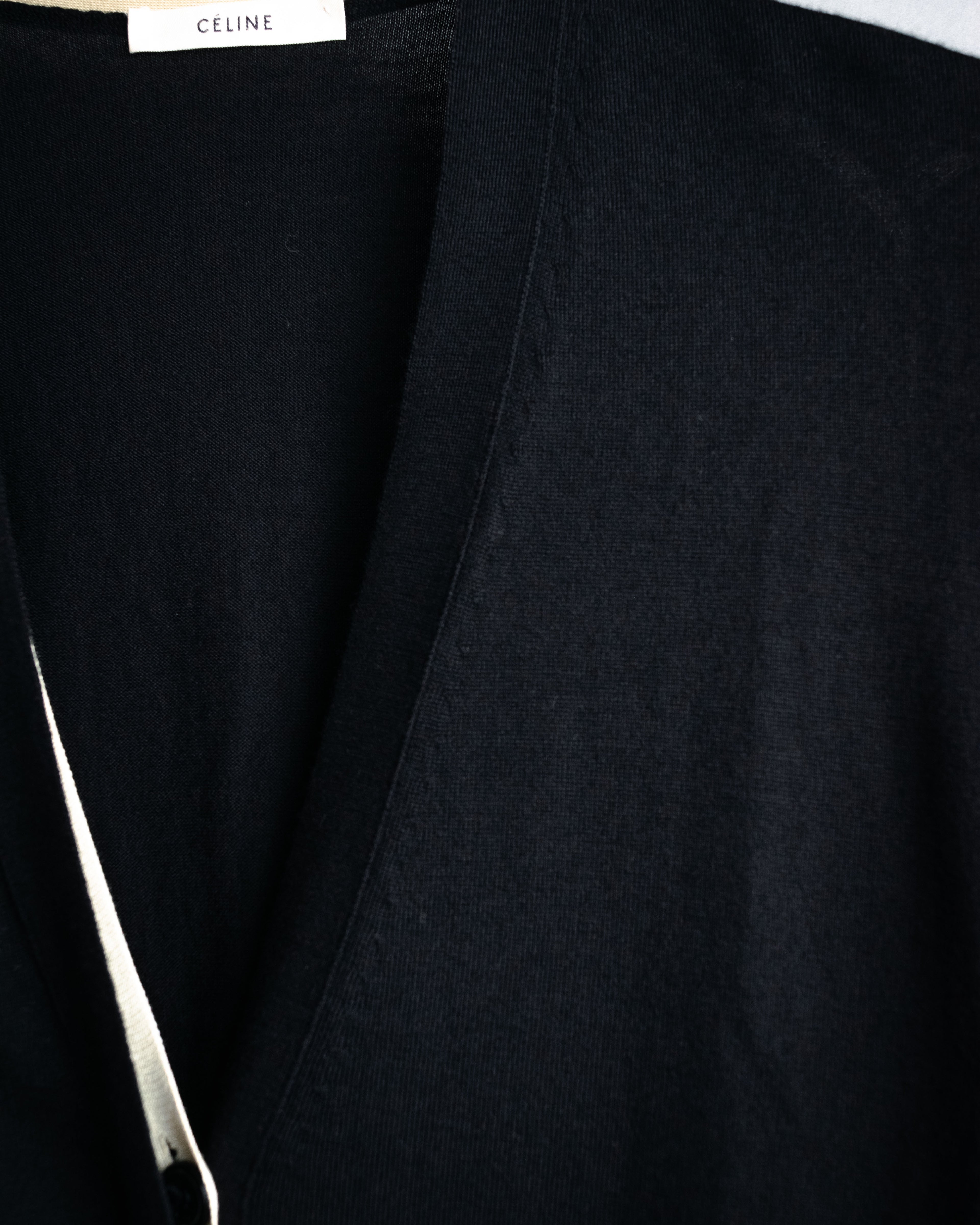 “CELINE” 2010’s Contrast placket wool silk cardigan