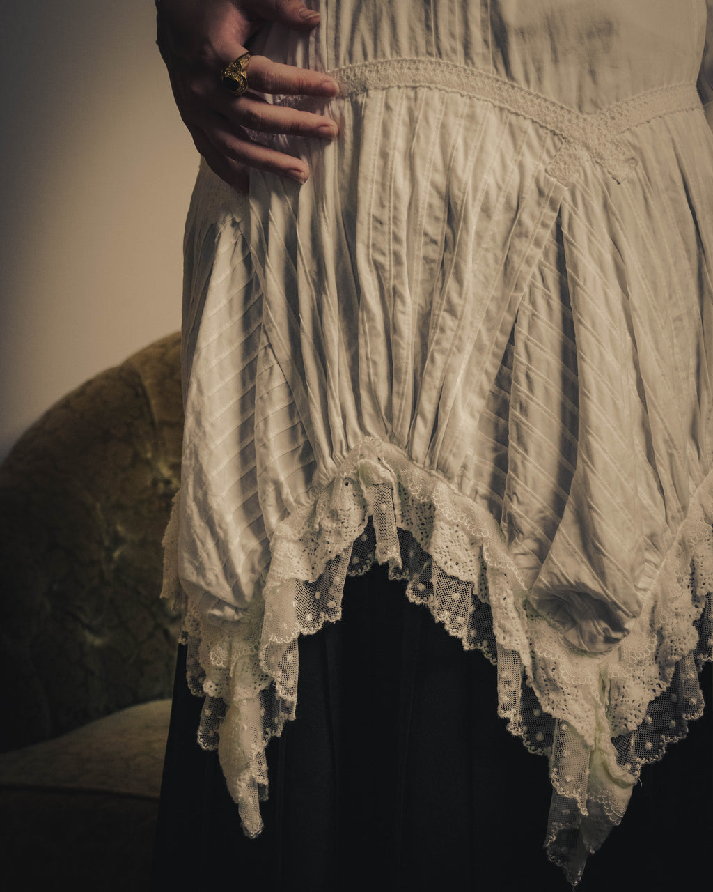 -SPECIAL- “JUNYA WATANABE COMME des GARÇONS MAN PINK”2005AW Victorian lace pleated asymmetric long shirt