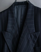 "YVES SAINT LAURENT" Peaked lapel double breasted tailored jacket ＆wide tapered slacks striped set up